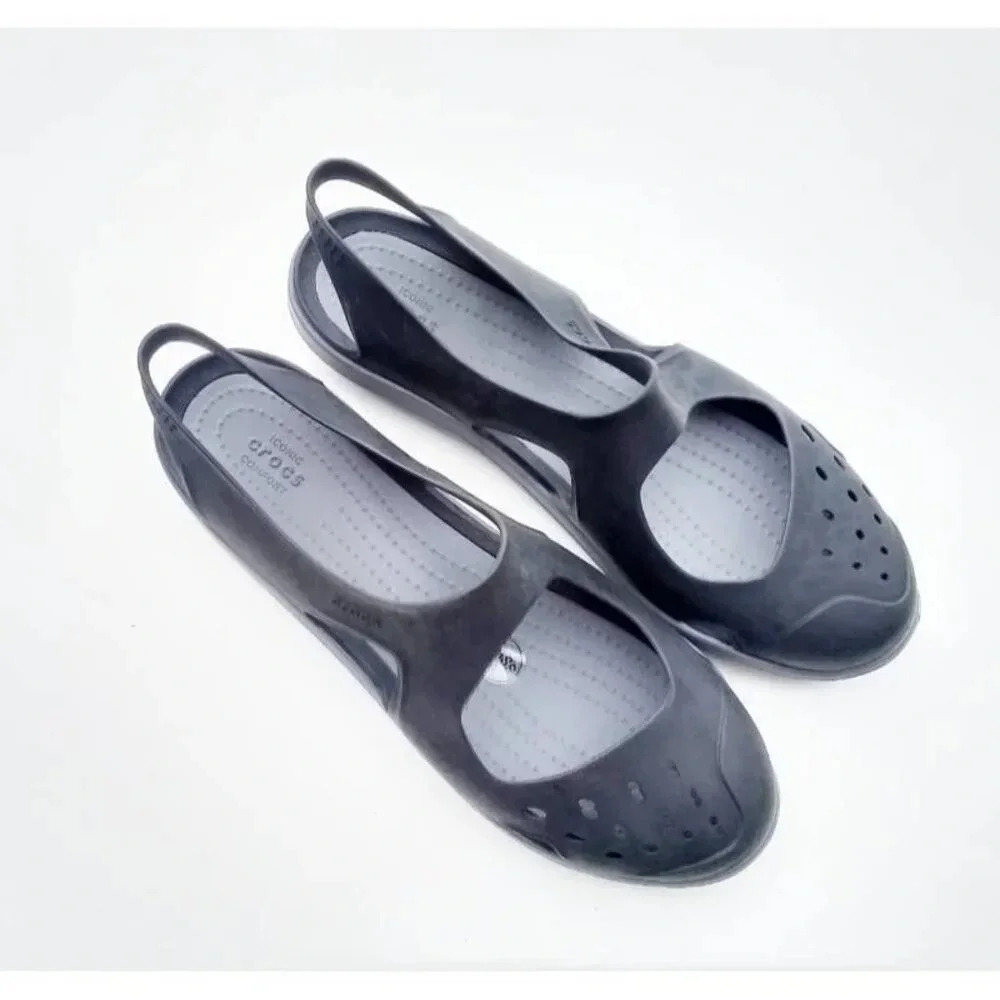 Crocs Womens Swiftwater Wave Black Slingback Sandals 11 - Picture 7 of 7